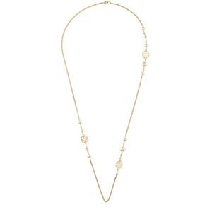 Shanghai Tang Gold Shou And Faux Pearls Sautoire Necklace NIB